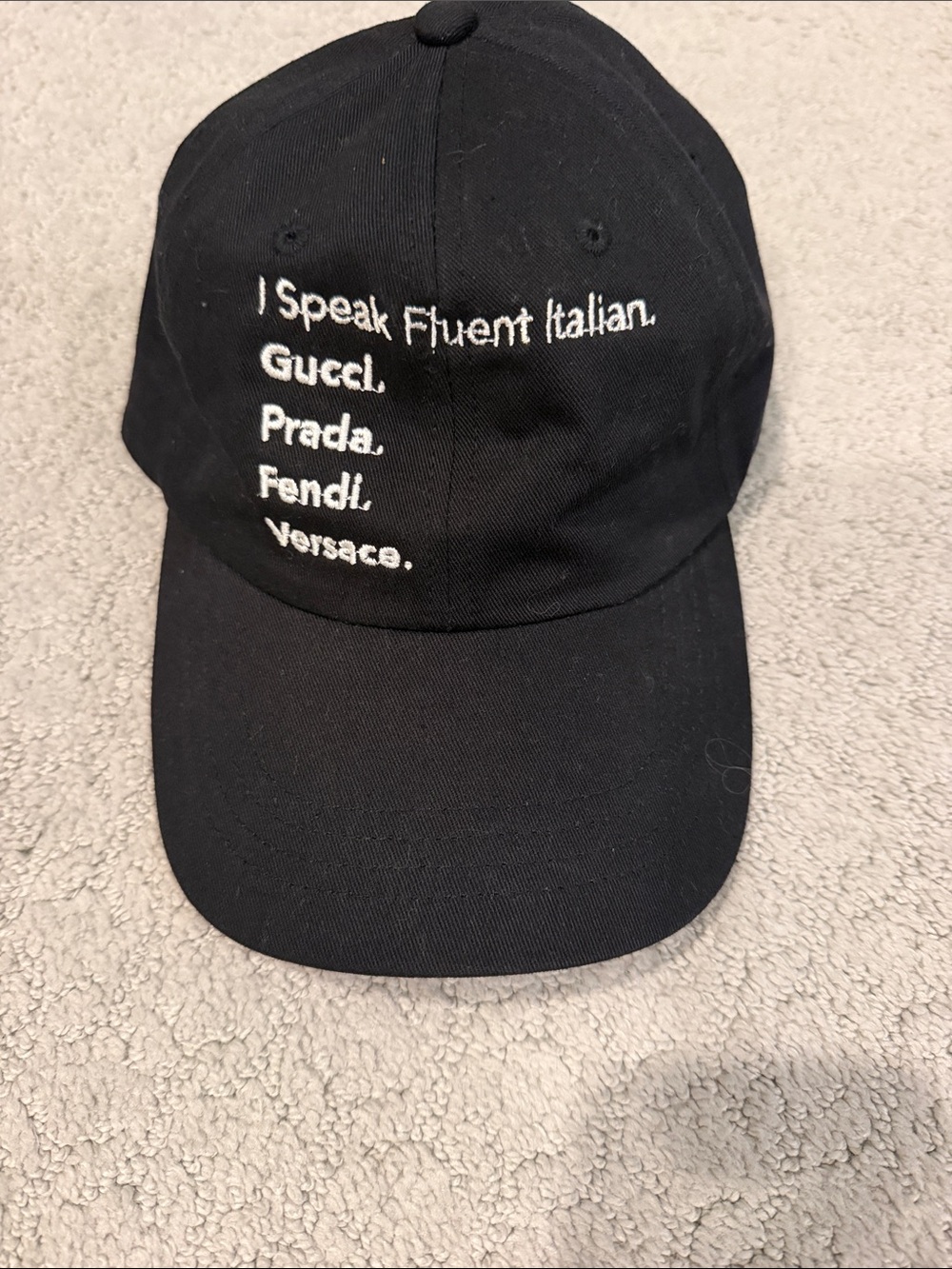 LA Trading Company I Speak Fluent Italian Embroidered Black Baseball Cap